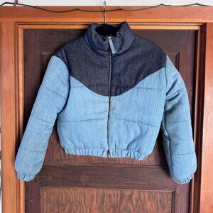 SIZ Hubbard two-tone denim puffer jacket